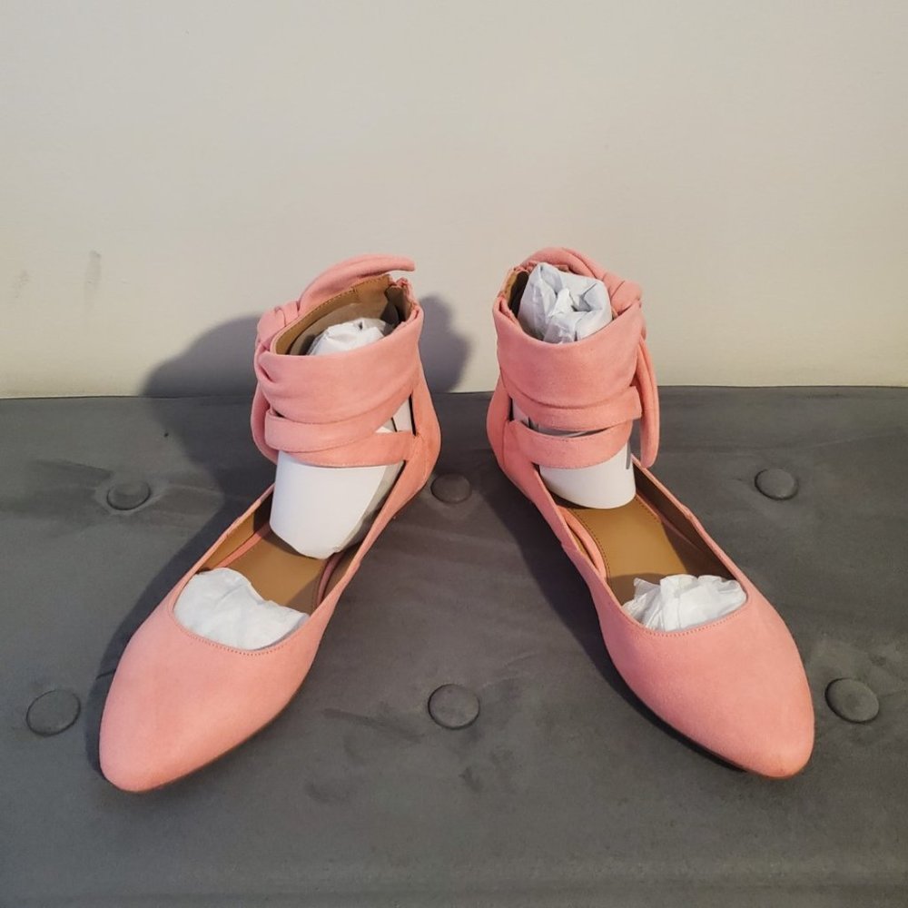 Wms. Sz. 9W Pink Ankle Wrap Ballerina Flats
